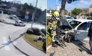 Užas u Rovinju: Vozaču pozlilo, preletio kružni tok, intervenisali i vatrogasci