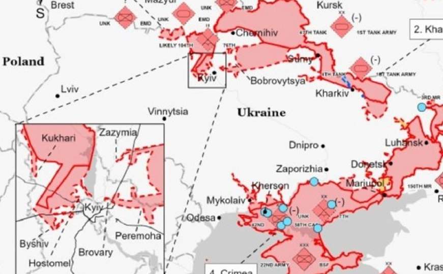 Objavljena karta ruskog napredovanja u Ukrajini: "Putin je u problemima"