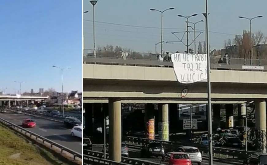 Čudan transparent u Beogradu: "Ko ne trubi, taj je Vučić"