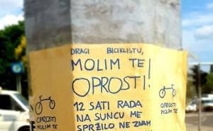Vozač ostavio zanimljivu poruku biciklisti: "Molim te, oprosti"