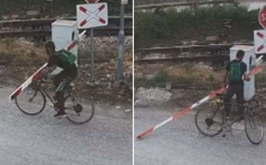 Zabilježile kamere: Biciklom polomio rampu na pružnom prijelazu 