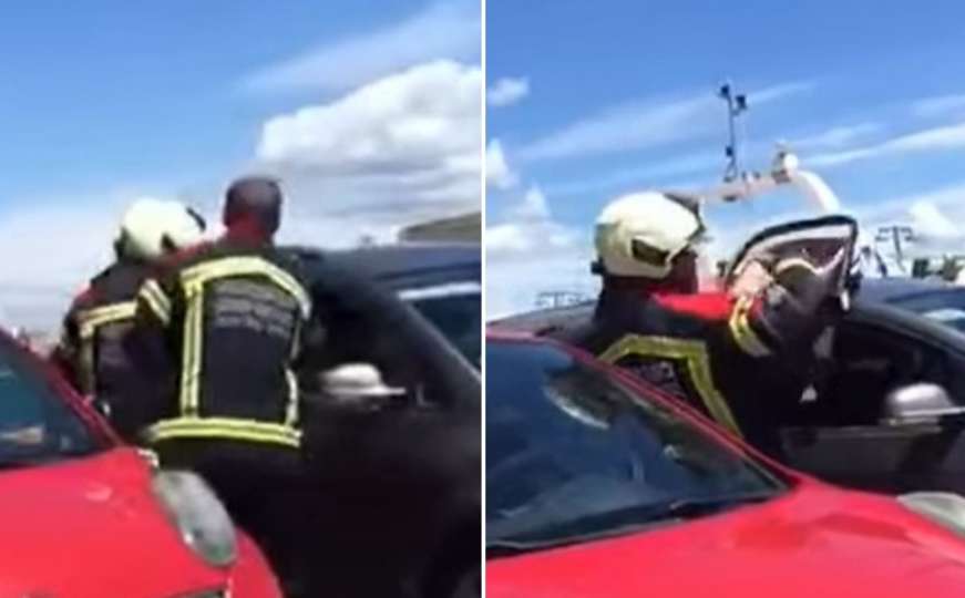 Objavljen snimak: Vatrogasci iz užarenog vozila izvukli bebu 