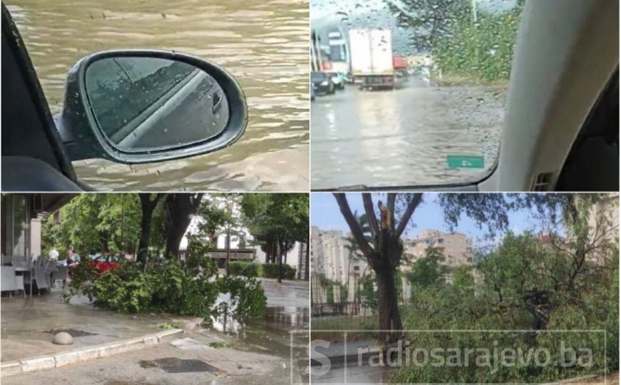 Posljedice snažnog olujnog nevremena u bh. gradu: Ulice pod vodom, srušena stabla