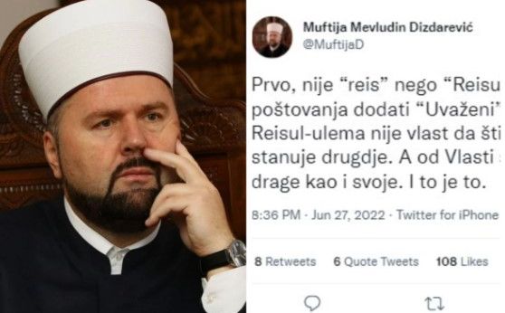 Muftija Dizdarević jednim tvitom pokrenuo burnu raspravu: "Pendrek stanuje drugdje"
