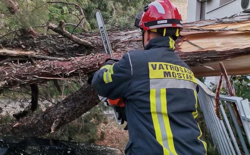 Nevrijeme u BiH: Jak vjetar rušio drveće, oštećena i vozila