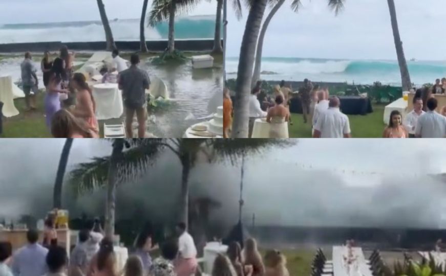 Pogledajte kako je ogroman val na kratko prekinuo svadbu na Havajima