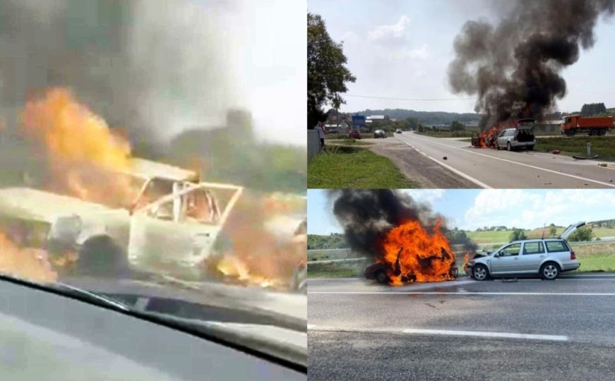 Automobili se zapalili nakon nesreće: U teškom udesu u BiH stradali članovi porodice