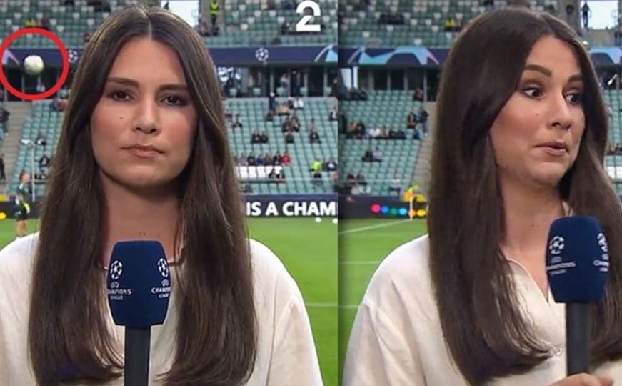 Lijepu TV reporterku pogodila lopta u Ligi prvaka, njena reakcija sve je oduševila