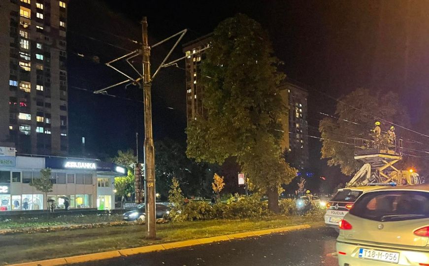 Jako nevrijeme u Sarajevu: Vjetar oborio stablo, blokiran tramvajski saobraćaj