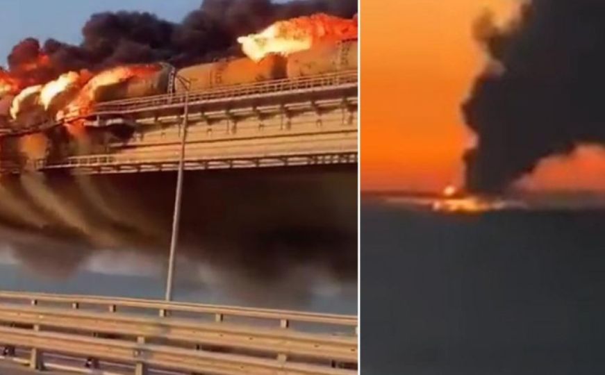 Objavljen snimak trenutka velike eksplozije: Gori most koji spaja Krim s Rusijom