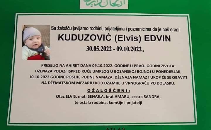 Cijela BiH tuguje: Preminuo mališan Edvin Kuduzović, danas dženaza