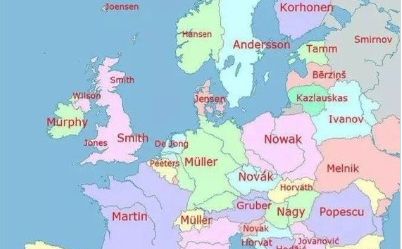 Karta prezimena u Europi: Evo koje je najčešće u BiH