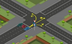 Dobro razmislite: U kojim smjerovima se smije kretati plavi automobil?