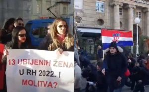 Zagreb: Muškarci opet kleče u centru grada, dočekali ih prosvjednici