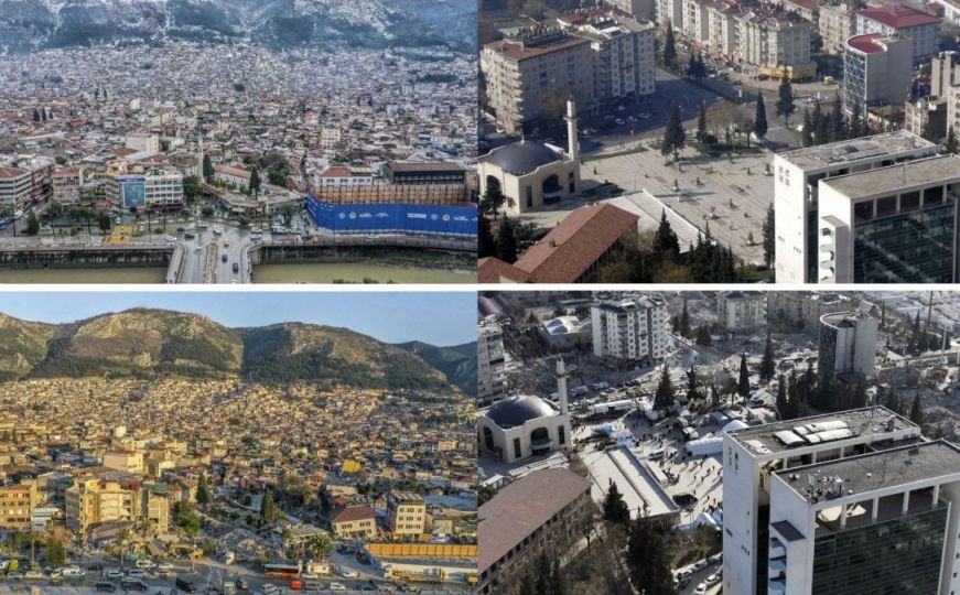 Uznemirujuće fotografije grada prije i poslije potresa pokazuju razmjere razaranja u Turskoj