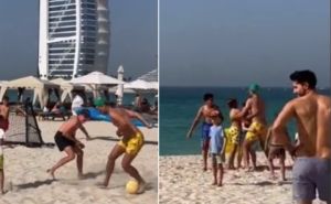 Novak Đoković oduševio pred Dubai: Igrao fudbal sa djecom na plaži pa proslavio gol