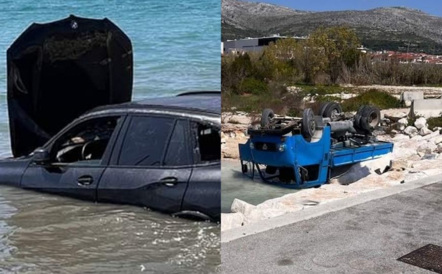 Vozačica BMW-a udarila u parkirani 'Tamić' u Trogiru: Oba vozila završila u moru