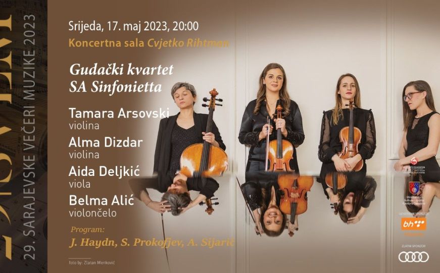 Koncert gudačkog kvarteta SA Sinfonietta večeras u koncertnoj dvorani Cvjetko Rihtman