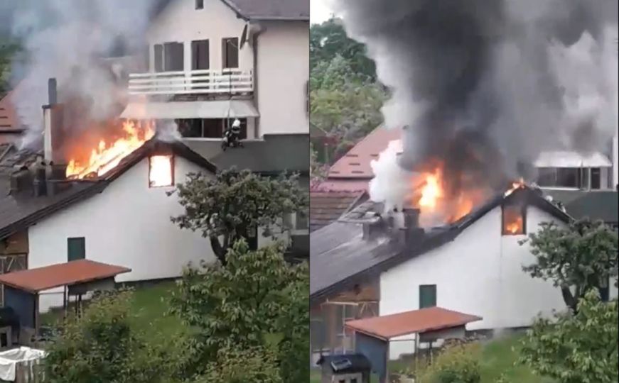 Požar u naselju kod Banja Luke: Gori porodična kuća, vatrogasci pokušavaju spriječiti širenje vatre
