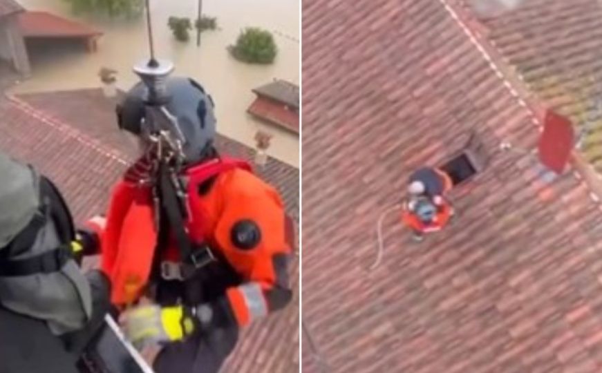 Poplave u Italiji: Pogledajte dramatično spašavanje dvoje starijih ljudi s krova potopljene kuće