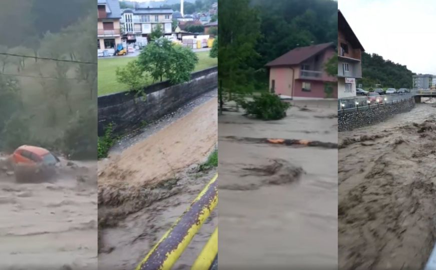 Apokaliptične scene u Sapni: Voda prodrla u stambene objekte, bujica nosi automobile...