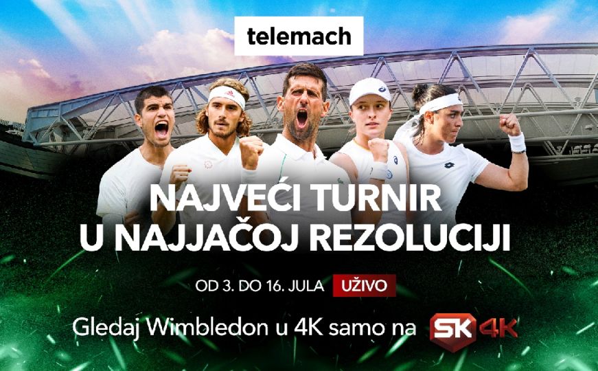 Telemach BH najavljuje: Gledajte uživo mečeve s Wimbledona u 4K rezoluciji na Sport Klub 4K kanalu