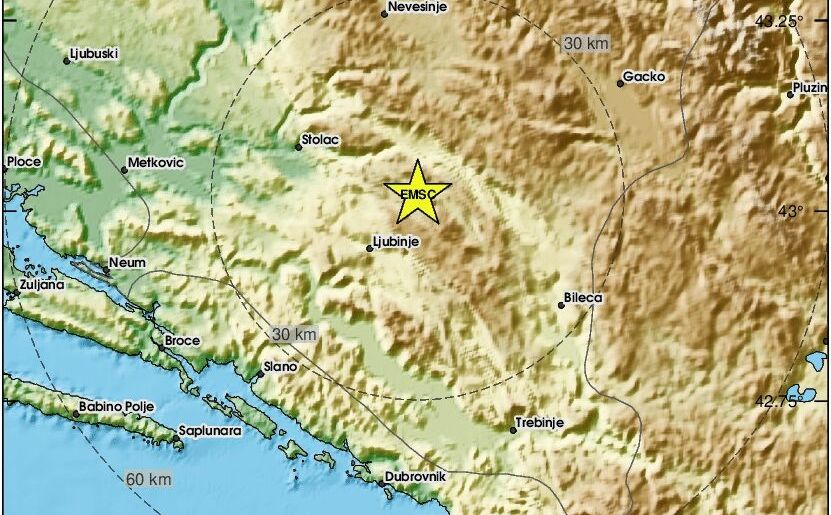 Novi zemljotres i večeras pogodio Bosnu i Hercegovinu, osjetio se i u Hrvatskoj