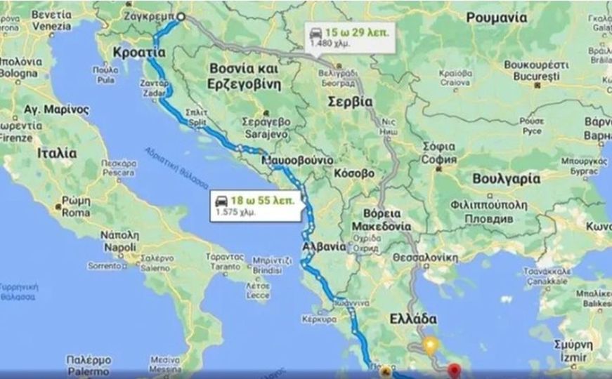 Objavljena karta puta od 1.575 kilometara koji su prešli hrvatski huligani do Atine