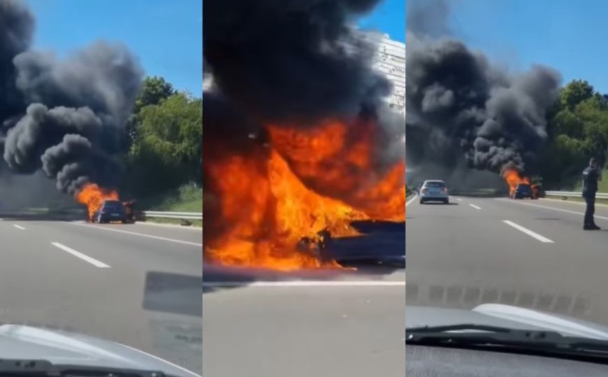 Strašan prizor u Beogradu,  automobil nestaje u plamenu