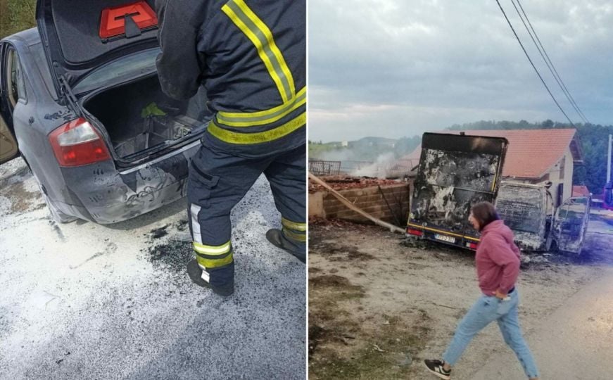 Banjalučki vatrogasci imali pune ruke posla: Planuli automobil i štala, izgorjela dva konja i kamion
