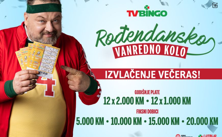 Večeras izvlačenje dobitaka Rođendanskog TV Binga - 72 Godine sreće s Lutrijom Bosne i Hercegovine