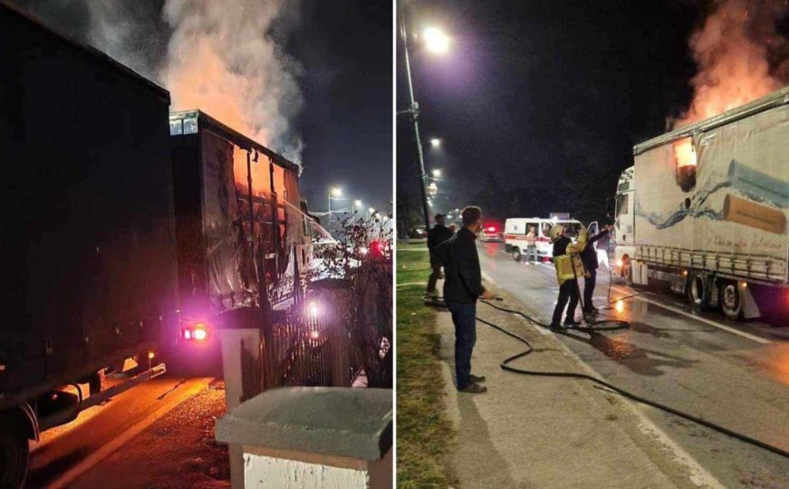 Ponoćna drama kod Kalesije: Planuo kamion, intervenirali vatrogasci