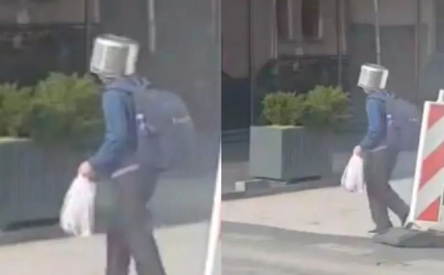 Bizarne scene u Sarajevu: Čovjek hodao s loncem na glavi, nosio i zanimljivu poruku
