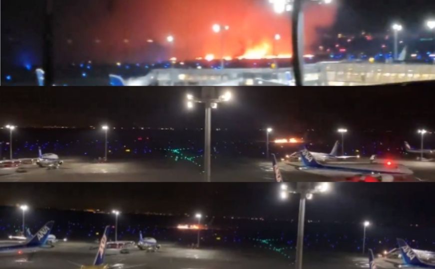Dramatične snimke iz Japana: Avion u plamenu sletio na aerodrom