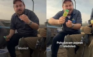 Izraelski influenser oduševljen bombardovanjem Palestinaca dok jede sladoled pored vojnika