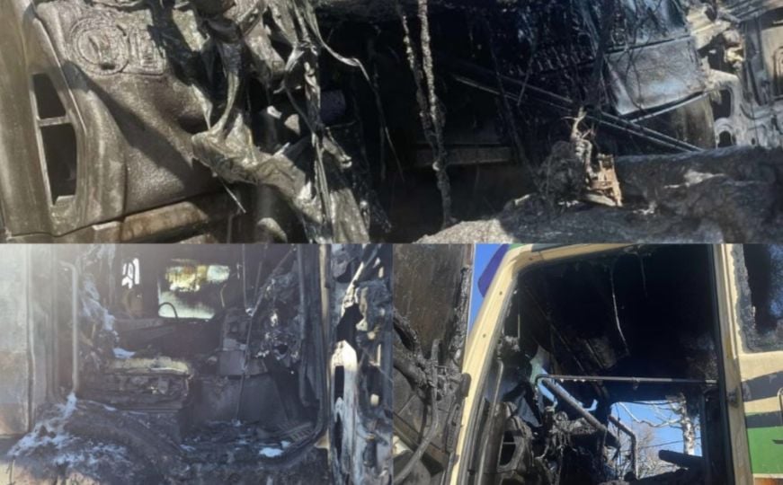 Nesreća u BiH: Zapalio se kamion, kabina potpuno izgorjela. Vozač pokušao ugasiti požar