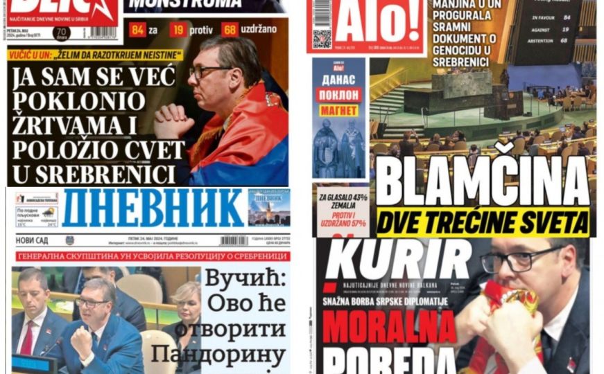 Naslovnice sutrašnjih tabloida u Srbiji: Boj u NY i još jedan poraz pretvoren u 'veliku pobedu'