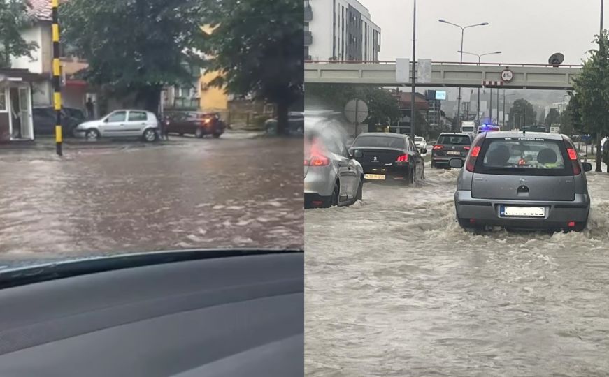 Pogledajte snimak strašnog nevremena u BiH: Ulice pod vodom, automobili se jedva kreću