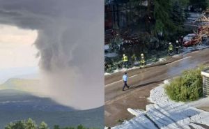 Veliko nevrijeme u BiH: Oblaci se nadvili nad gradom, vjetar i tuča napravili ogromnu štetu