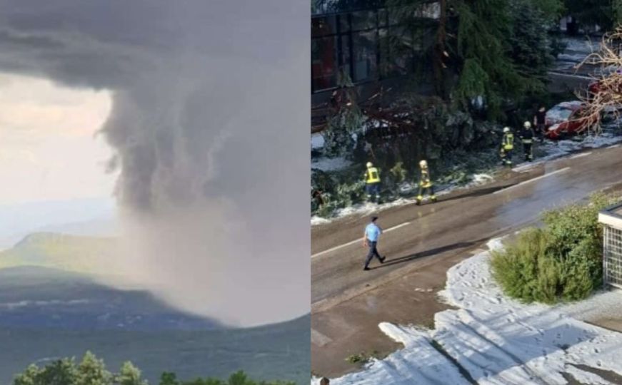 Veliko nevrijeme u BiH: Oblaci se nadvili nad gradom, vjetar i tuča napravili ogromnu štetu