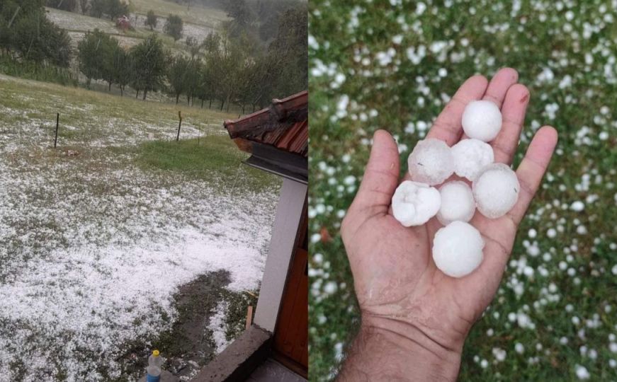 BHmeteo: Nevrijeme stiglo u ovaj dio BiH - pljušti kiša, velike količine leda prekrile zemlju