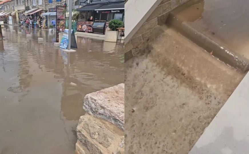 Snažna oluja pogodila i Crnu Goru: Popularno šetalište potopljeno, voda se slijeva niz stepenice