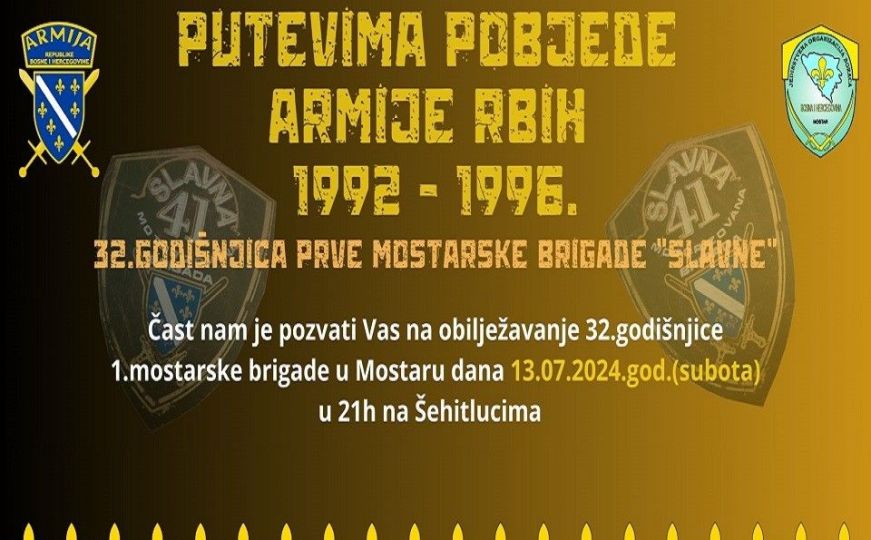 Prva mostarska slavna brigada: U subotu obilježavanje 32. godišnjice na platou Šehitluka