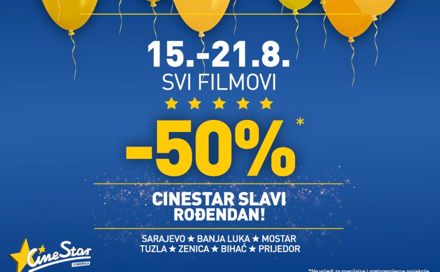 CineStar slavi rođendan – kino ulaznice u pola cijene čak sedam dana!