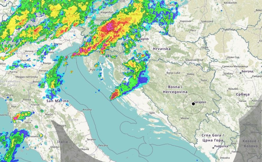 Pogledajte oluju koja prijeti susjedstvu BiH: Donosi obilne oborine i grmljavinsko nevrijeme