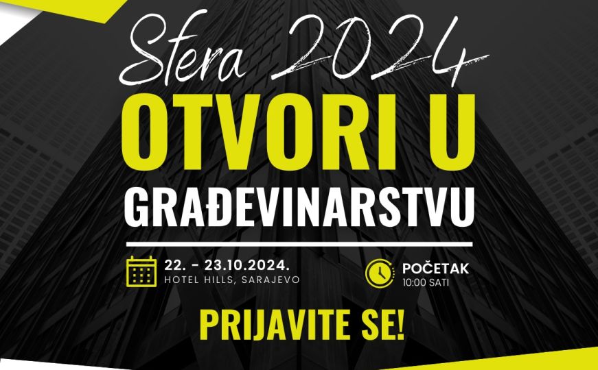 Prijavite se na konferenciju i sajam 'Sfera 2024: Otvori u građevinarstvu'