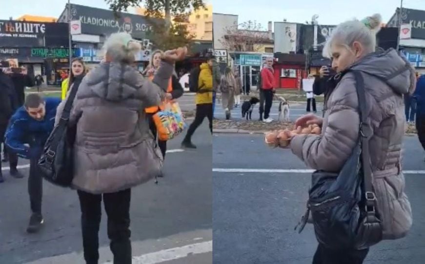 Incident na protestima u Srbiji: Žena gađala okupljene jajima, kamere sve zabilježile