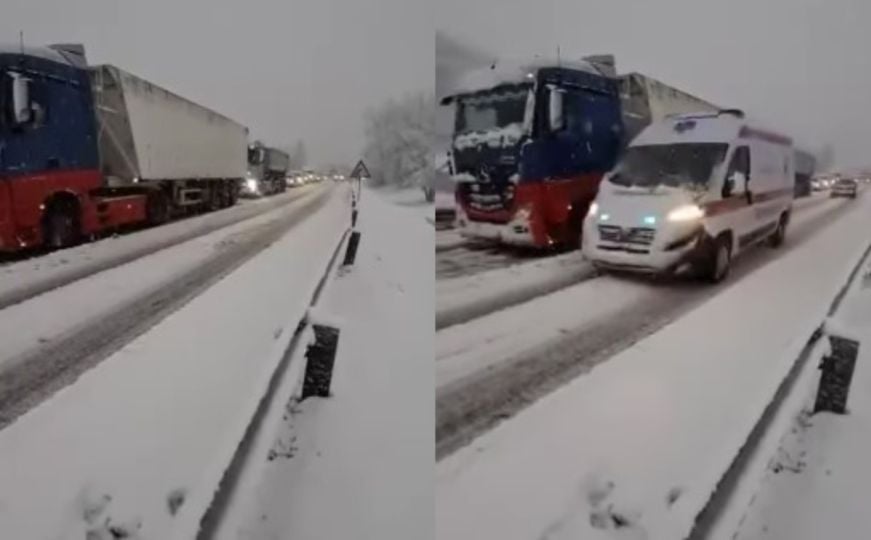 Saobraćajni kolaps na ovoj dionici u BiH: Velika kolona teretnih vozila popriječila put