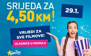 U srijedu 29. januara u CineStaru ulaznice samo 4,50 KM!