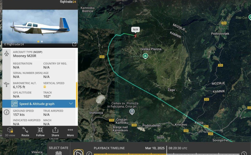 U Sloveniji nestao avion koji je letio za Zagreb